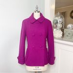 Talbots  Double Breasted Wool Pea Coat Magenta Purple Dress Coat Peacoat Size 10 Photo 2