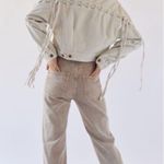 Urban Outfitters White BDG Samarria Laced Fringe Denim Trucker Jacket Photo 3