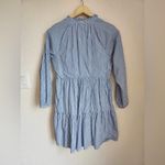 J.Crew  blue and white pinstriped long sleeve tiered dress with pockets lined xs Photo 3