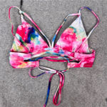 Zaful Women's Tie Dye Lace-Up Bikini Set High-Leg Size 4 Multicolor Photo 7