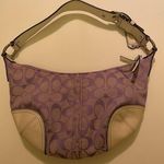 Coach  Purple Logo White Leather Trim Hobo Purse Photo 0