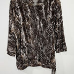 Traveler's Animal Print Top With Side Knot Size Medium Chico's Size 1 Photo 0