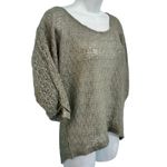 Revolve Nation LTD  Gray Gold Sparkle Open Knit Half Dolman Sleeve Sweater size S Photo 9