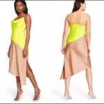 508. Cushnie X target two toned satin assymetrical midi dress size 8 Yellow Photo 1