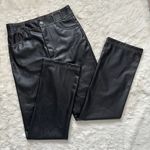 ZARA Pants Faux Leather Straight Leg Contrast Stitching Black S NWT New Photo 3