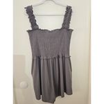 DEEPSELF Smocked Romper Ruffle Strap Sleeveless Casual‎ Jumpsuit XL Gray Photo 1
