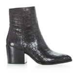 1. State  Black Women's Jahmil Croc Embossed Leather High Block Heel Booties Photo 0