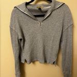 Universal Threads Universal Thread Grey Waffle Knit Quarter zip sweater Photo 3