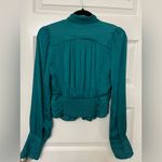 Free People  Teal Ruched Long Sleeve Blouse Size XS Photo 6