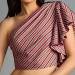 Anthropologie NEW  Maeve One Shoulder Ruffle Striped Blouse Photo 0