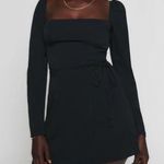 Reformation  Rosalie Black Dress Square Neck Long Sleeve Wrap Skirt Mini Dress 4 Photo 0