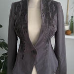 IMAN Gray Sequin Embellished Blazer Jacket Size XS NEW NWOT Photo 0