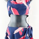 Lulus  Artistic Impulse Abstract Print 2-Piece Crop Top & Mini Skirt Navy Blue M Photo 7