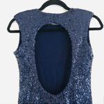 ASOS Petite Dress Sequin Back Cut Out Navy Blue 6P Photo 7