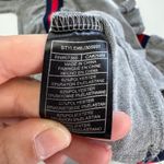 BB Dakota BB Dakota Top Womens Small Gray Long Sleeve Ruffle Red Navy Stripe Photo 3