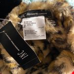 INC International Concepts Red Black Leopard Color Block Print Faux Fur Scarf Photo 3