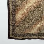 Oscar de la Renta  Vintage Brown Leopard Animal Print Silk Square Scarf Designer Photo 2