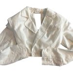 Lovers + Friends  White Crop Blazer SMALL Linen Backless Tailored Padded $198 Photo 4