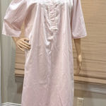 Miss Elaine knee length short sleeve nightgown pink with floral at top lace Size L Photo 0