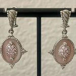 Judith Ripka  Sterling  Silver  Pink Mother Of PearlCrystal Drop Earrings  Photo 0