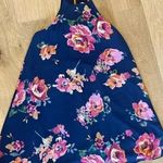 Everly  Women's‎ Dress Navy Blue Floral Lined Halter Neck Keyhole Back Size Small Photo 0
