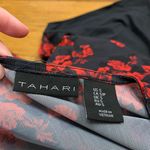 Tahari  Floral Bodysuit Womens Small Black Red Mesh Long Sleeve V‎ Neck Surplice Photo 4