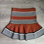 Sandro Jupe Jella Striped Ribbed Mini Skirt with a ruffle hem in brown Photo 1