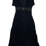 Lavender Field *New Swimsuit Cover Up Womens Lg Black Crochet Maxi Tie Travel Photo 0