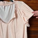 Free People Terese Velvet Blouse Pale Pink Ruffle Neck Long Sleeve Top S Photo 6
