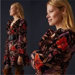 Pilcro  Tiered Corduroy Mini Dress Contemporary‎ Floral Fall Colors Anthropologie Photo 15