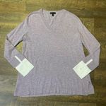 J.Crew Relaxed V-Neck Wool Blend Sweater Shirt Cuffs Lilac Purple Womens Small Photo 1