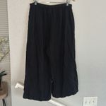 Flax  Black Crop Wide Leg Pants 100% Linen Pockets Lagenlook Boho Granola Photo 7