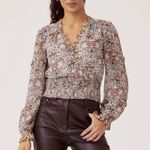 Anthropologie  Printed Ruffle Blouse Sz Small Photo 3