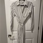 Free Country Striped Wrap Dress - White and Black/Burgundy size Medium Photo 1