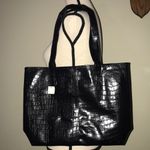 crocodile scale like print shoulder tote purse black medium large size Photo 2