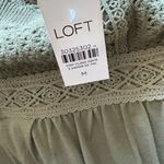 Loft  Olive Green Ruffle Lace Neck Top NWT Small Photo 5