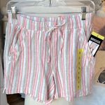 Briggs New York  Women's Linen Striped Shorts - Pink and White Photo 0