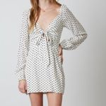 Cotton Candy LA Polka Dot Tie Front Mini Dress In White - M Photo 0