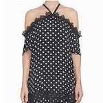 CeCe NWT  X Nordstrom Crochet Lace Off The Shoulder Dress Polka Dot Lace Trim Photo 2