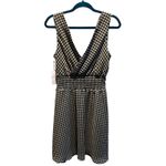 BAILEY 44 Black White Gingham V Neck Twist Knot Smocked Waist Midi Dress Medium Photo 4