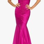 XScape  Rhinestone Strap Ruched Seam Sleeveless Gown Pink Formal Stretch US 2 NWT Photo 0
