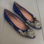 ALDO  Blue‎ Leather Studded Embroidered Pointed Toe Flats Size 6 Photo 1