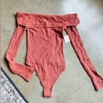 Free People  rust terracotta ribbed off the shoulder bodysuit top nwt small Photo 0