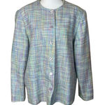 Alfred Dunner  Womens Size 16 Pastel Plaid Lined Button-up Jacket Blazer Easter Photo 0