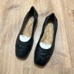 Clarks | NWT Lyrical Sky Black Leather Square Toe Buckle Ballet Flats, 7.5M Photo 2