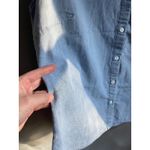 North Crest Vintage 90s  Embroidered Flag Blue Denim Shirt XL Americana Heritage Photo 5