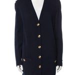 St. John SANTANA KNIT LONG Knit V-Neck Button Front Cardigan Sz L Photo 1