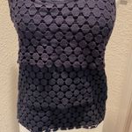 J.Crew  Black Scoop Neck Tank Top w/Tiered Polka Dot Lace Appliqué in Front EUC Photo 1