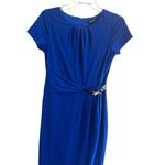 Ellen Tracy Blue Ruched Sheath Cocktail Dress Photo 1