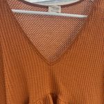 Peach Love California  high low bell sleeve waffle knit ruffle flare rust S flowy Photo 3